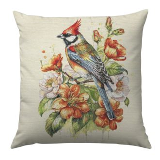 Kismadár narancs virágokkal díszpárna huzat