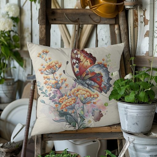 Pillangó varázs (sárga virágos) díszpárna huzat