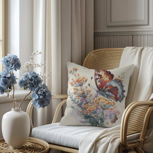 Pillangó varázs (sárga virágos) díszpárna huzat