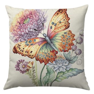 Pillangó varázs (lila virágos) díszpárna huzat