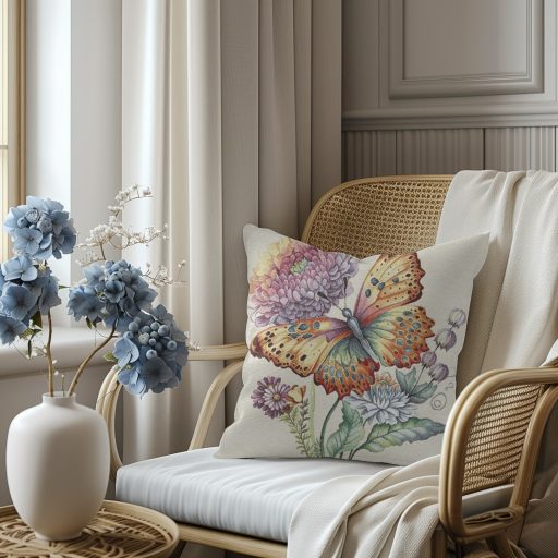 Pillangó varázs (lila virágos) díszpárna huzat