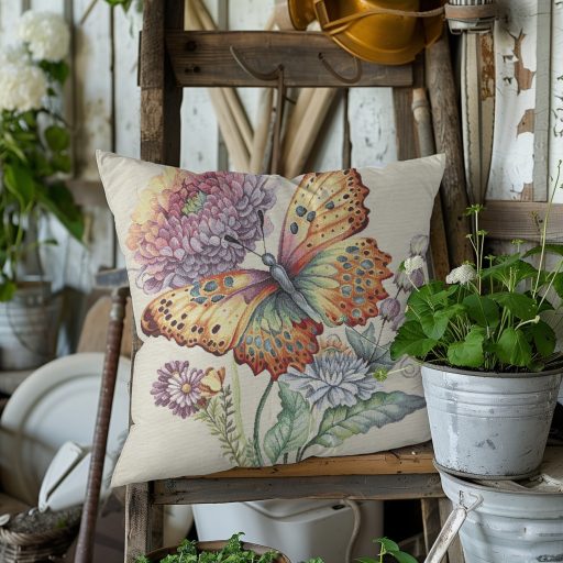 Pillangó varázs (lila virágos) díszpárna huzat