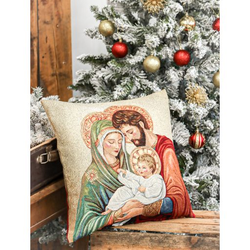 Szent család díszpárna huzat, arany lurex