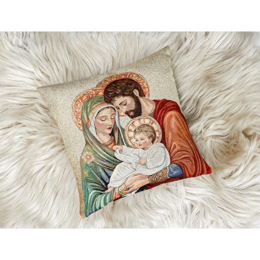 Szent család díszpárna huzat, arany lurex