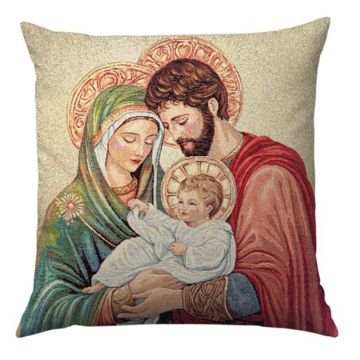 Szent család díszpárna huzat, arany lurex