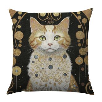 Klimt macskás (vörös-fehér) díszpárna huzat