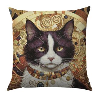 Klimt macskás (fekete-fehér) díszpárna huzat