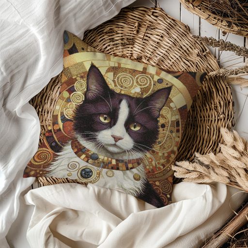 Klimt macskás (fekete-fehér) díszpárna huzat