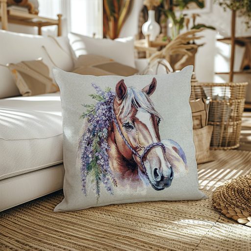 Lovas, lila akácos díszpárna huzat