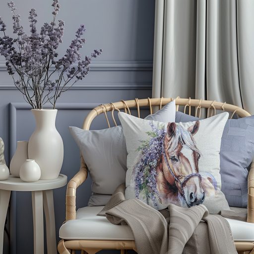 Lovas, lila akácos díszpárna huzat