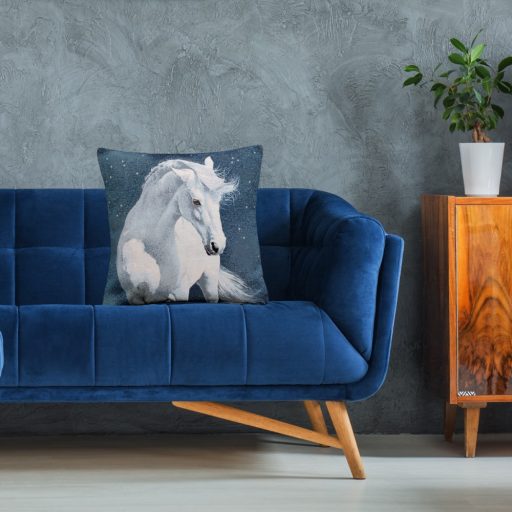 Fehér lovas díszpárna huzat