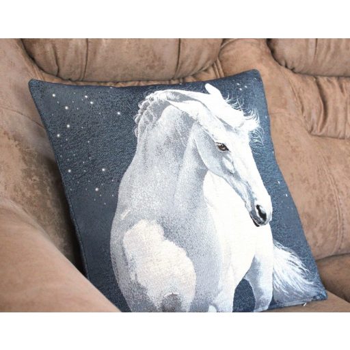 Fehér lovas díszpárna huzat