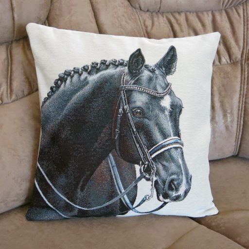 Fekete lovas díszpárna huzat