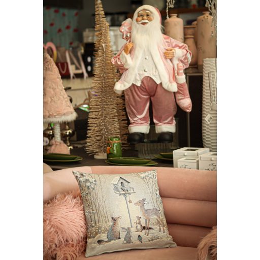 Téli erdő díszpárna huzat, ezüst lurex