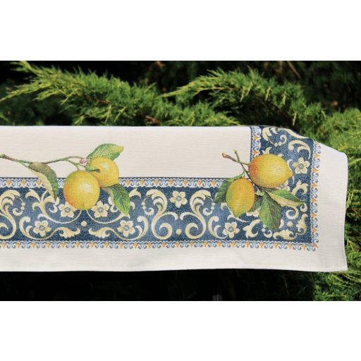 Citromos mediterrán kék asztalterítő, 137x180 cm