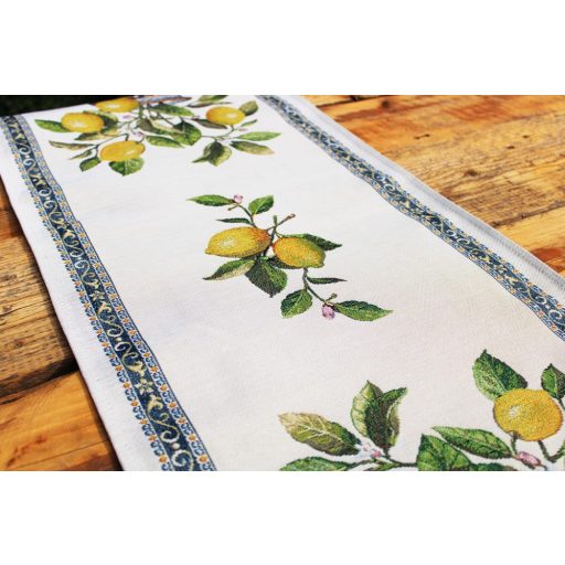 Citromos mediterrán asztali futó, 37x100 cm