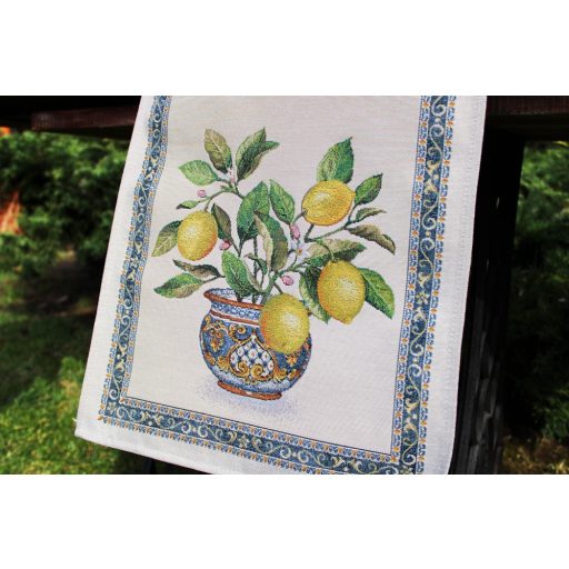 Citromos mediterrán asztali futó, 37x100 cm