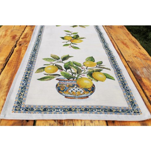 Citromos mediterrán asztali futó, 37x100 cm