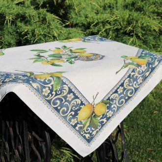 Citromos mediterrán kék asztalterítő, 96x100 cm