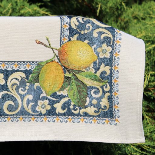 Citromos mediterrán kék asztalterítő, 96x100 cm