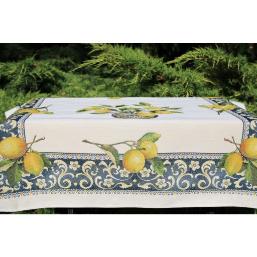 Citromos mediterrán kék asztalterítő, 96x100 cm