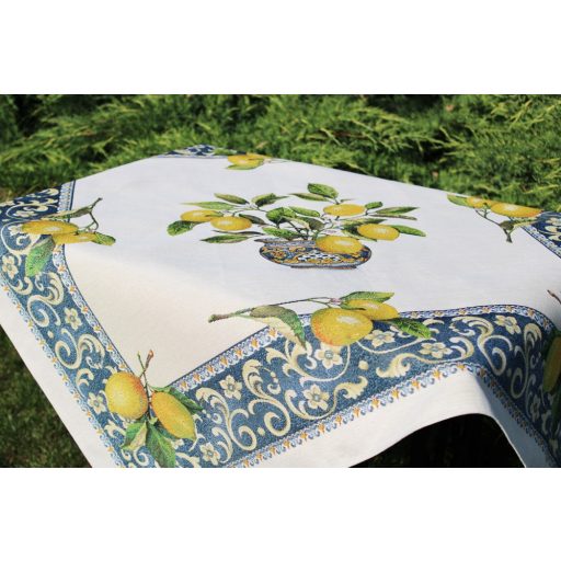 Citromos mediterrán kék asztalterítő, 96x100 cm