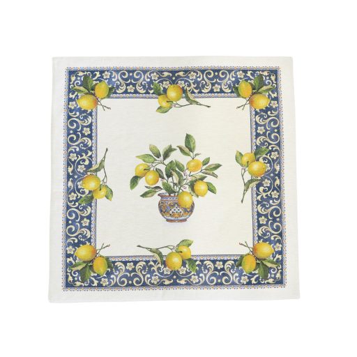 Citromos mediterrán kék asztalterítő, 96x100 cm