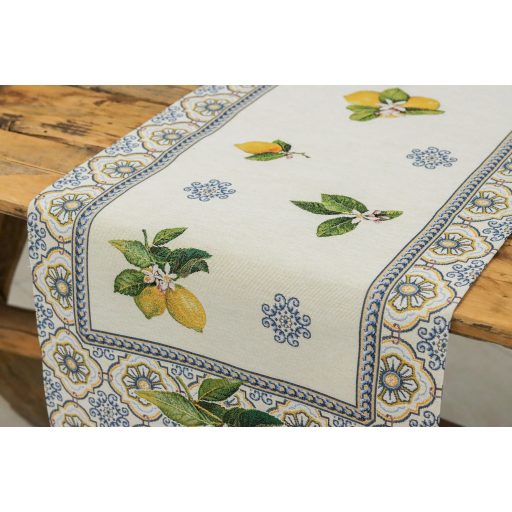 Capri citromos, mediterrán asztali futó, 44x140 cm