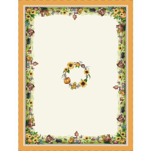 Őszi harmónia, sárga szélű asztalterítő, 137x180 cm