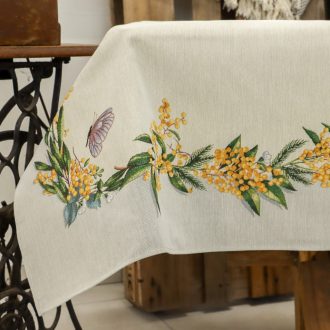 Sárga mimóza virágos asztalterítő, 137x180 cm