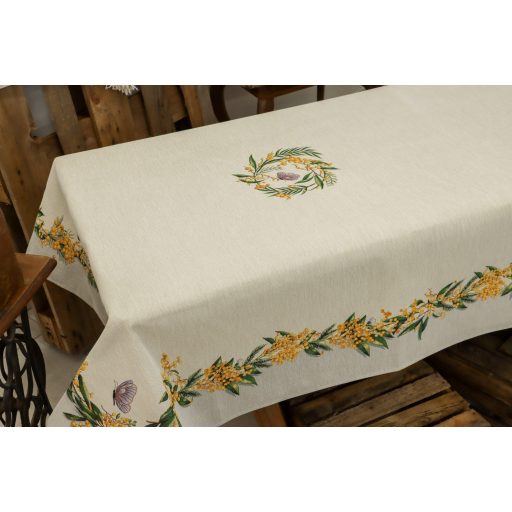 Sárga mimóza virágos asztalterítő, 137x240 cm