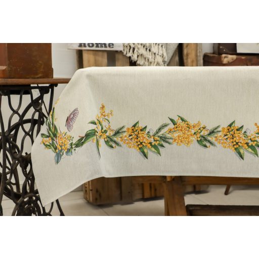 Sárga mimóza virágos asztalterítő, 137x240 cm