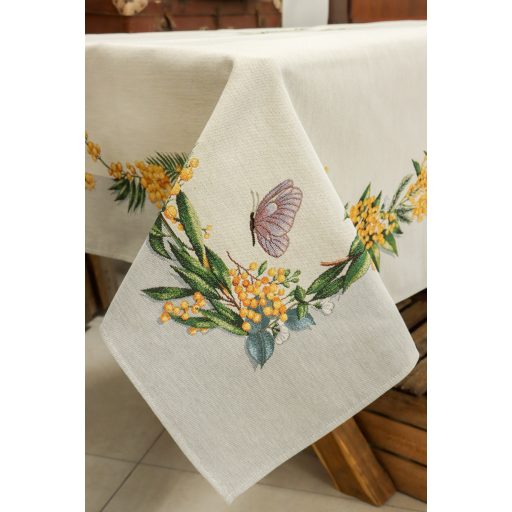 Sárga mimóza virágos asztalterítő, 137x240 cm