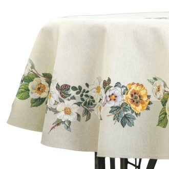 Árvácska virágos, lepkés asztalterítő, kerek, 160 cm
