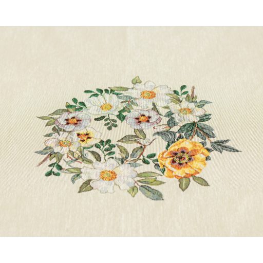 Árvácska virágos, lepkés asztalterítő, kerek, 160 cm