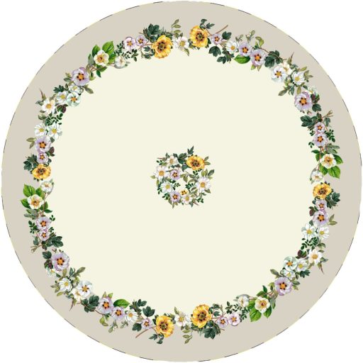 Árvácska virágos, lepkés asztalterítő, kerek, 160 cm