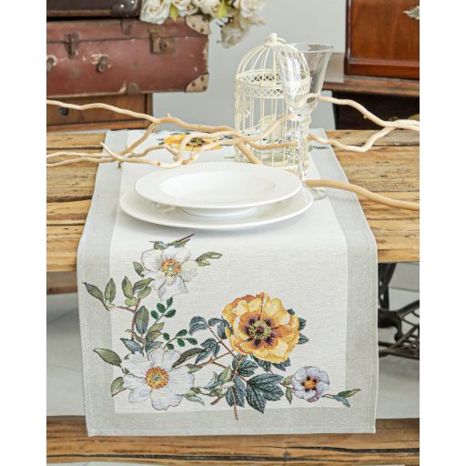 Árvácska virágos asztali futó, 44x140 cm