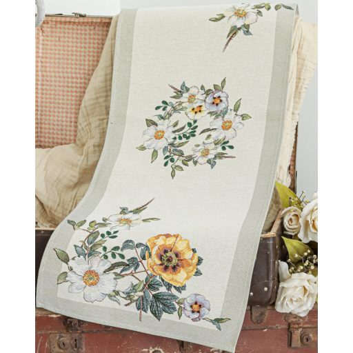 Árvácska virágos asztali futó, 44x140 cm