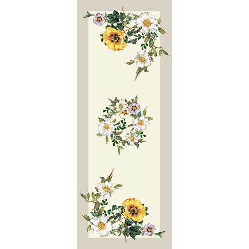 Árvácska virágos asztali futó, 44x140 cm