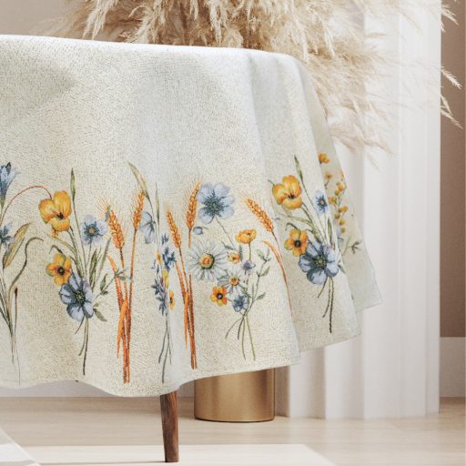 Búzavirágos asztalterítő, kerek, 160 cm