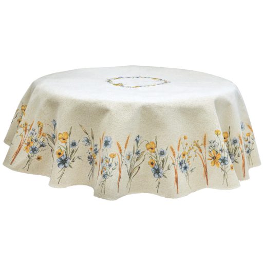 Búzavirágos asztalterítő, kerek, 160 cm