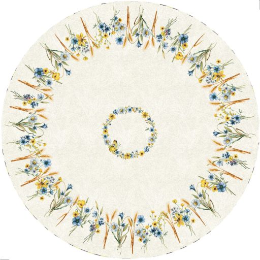 Búzavirágos asztalterítő, kerek, 160 cm