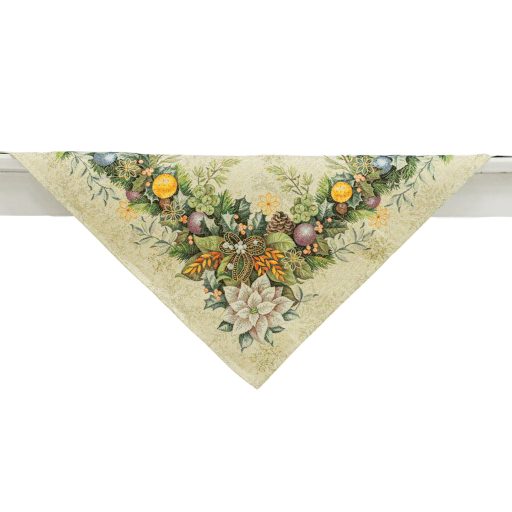 Advent karácsonyi koszorús asztalterítő, 96x100 cm, arany lurex