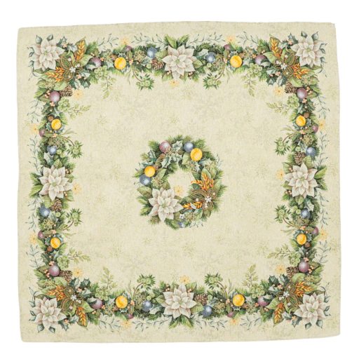 Advent karácsonyi koszorús asztalterítő, 96x100 cm, arany lurex