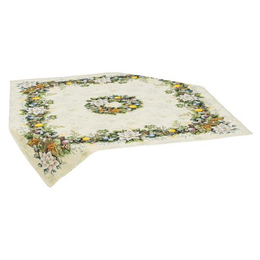 Advent karácsonyi koszorús asztalterítő, 96x100 cm, arany lurex