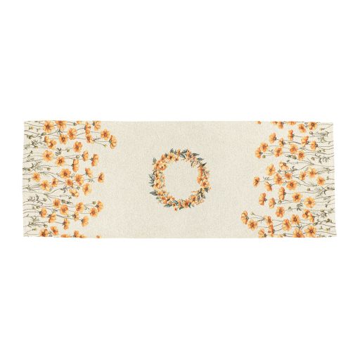 Apró, sárga virágos asztali futó, 44x140 cm