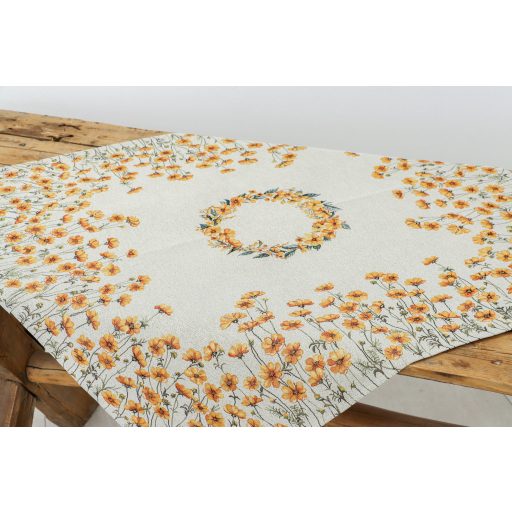 Apró, sárga virágos asztalterítő, 96x100 cm