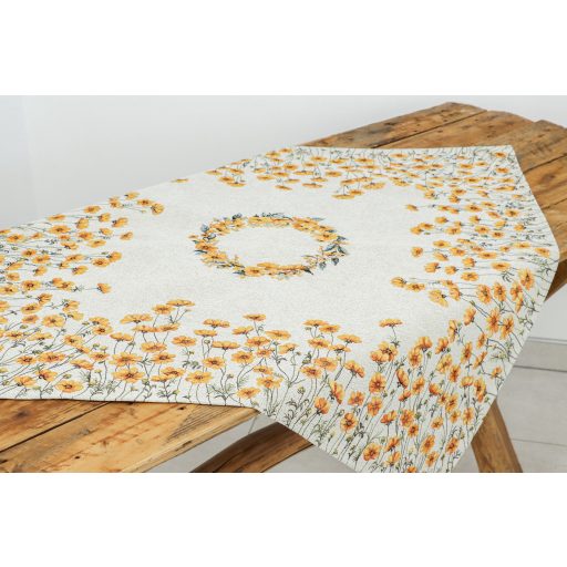 Apró, sárga virágos asztalterítő, 96x100 cm