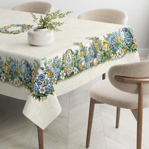 Húsvéti tojásos (sárga-kék) asztalterítő, 137x180 cm