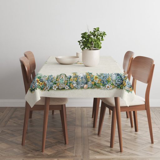 Húsvéti tojásos (sárga-kék) asztalterítő, 137x180 cm